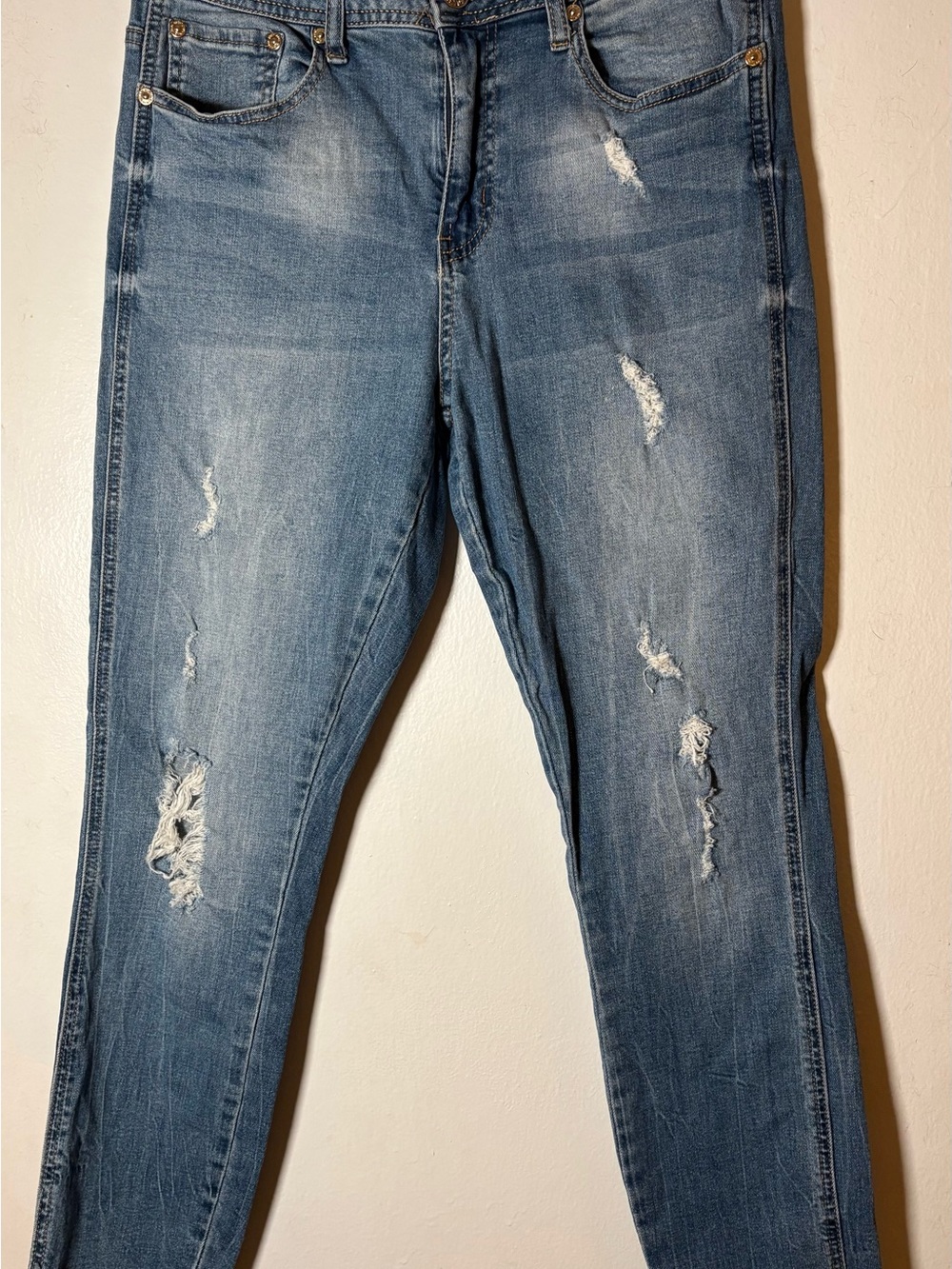 Seven7 Women's Skinny Jeans Distressed Light Blue
